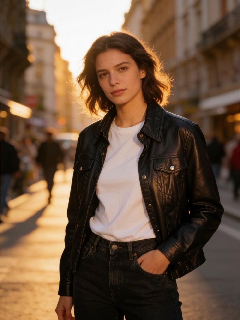Genuine Leather Jacket,,black,high-quality leather EUC